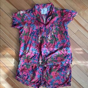 Printfresh short pj set pink jungle cat size 1X